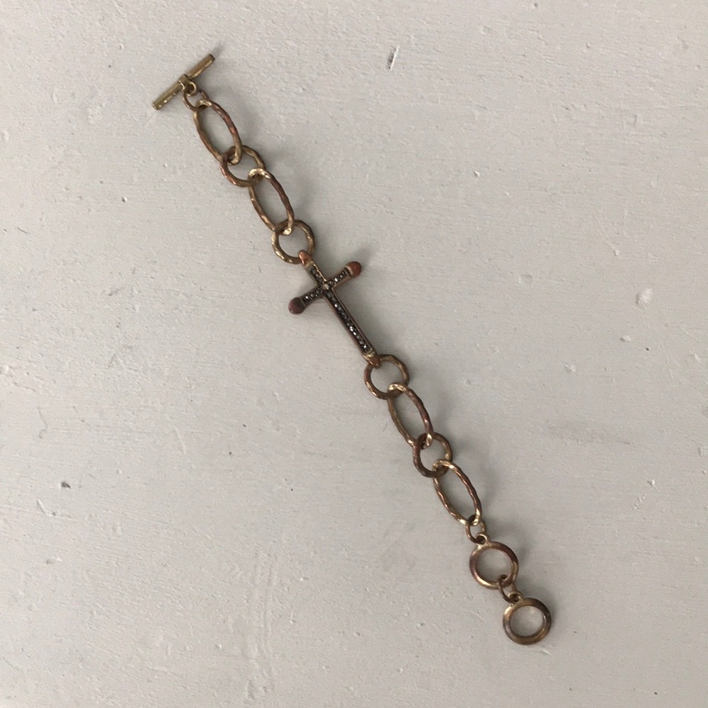 Gold/Copper/Tarnish Cross Bracelet